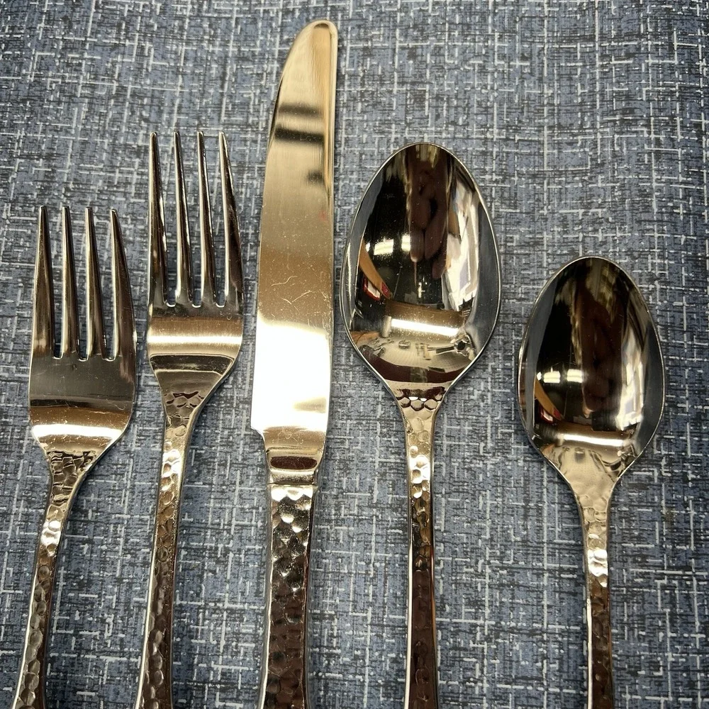Tools of the Trade TOT25 Flatware Hammered 5 Piece Place Setting Stainless Japan